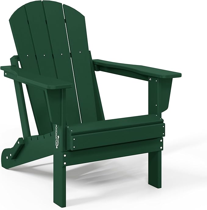 WestinTrends Malibu 4-Piece Set Outdoor Folding Poly Adirondack Chair, Dark Green