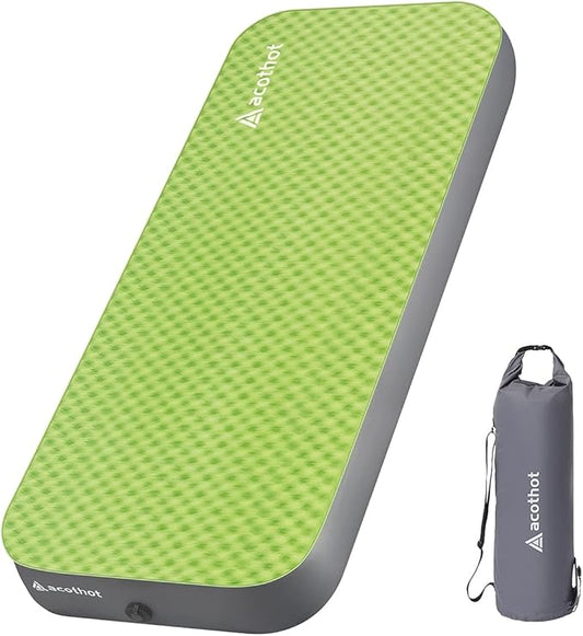 Self-Inflating Sleeping Pad - 4” Ultra-Thick Supportive Foam, Insulated Camping Mattress with Pump Sack for Tent, Car, Truck, Van, Home - Portable Camping Pad for 4-Season Comfort (Single)