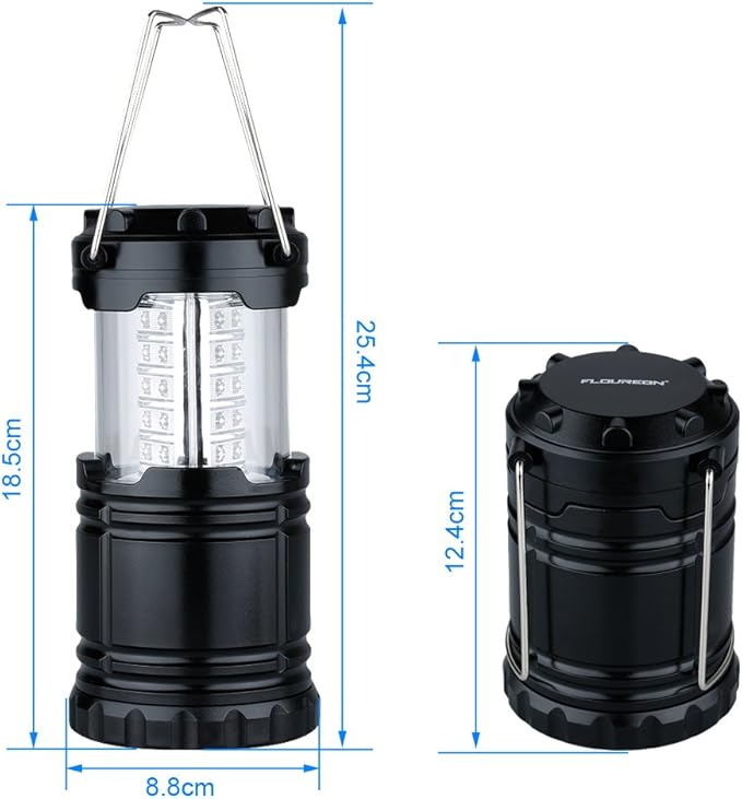 Lightahead Set of 4 Portable Outdoor LED Camping Lantern, Black, Collapsible. Great for Emergency, Tent Light, Backpacking (Without Battery)
