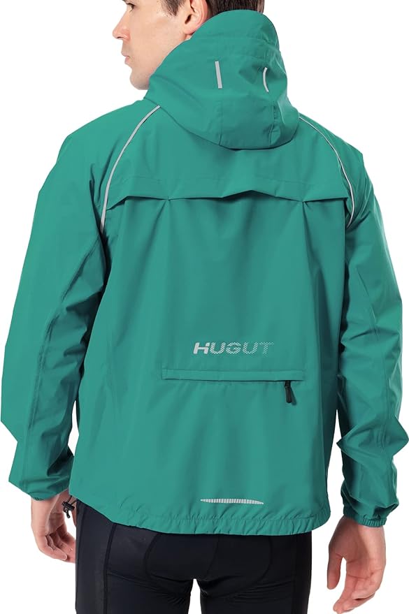 Men's Cycling Running Rain Jacket Lightweight Waterproof Biking Hiking Windbreaker Raincoat Reflective Packable