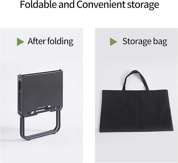 Folding Camping Table with Lantern Pole, Carbon Steel, Portable Outdoor Table for BBQ, Fishing, Hiking, Picnic