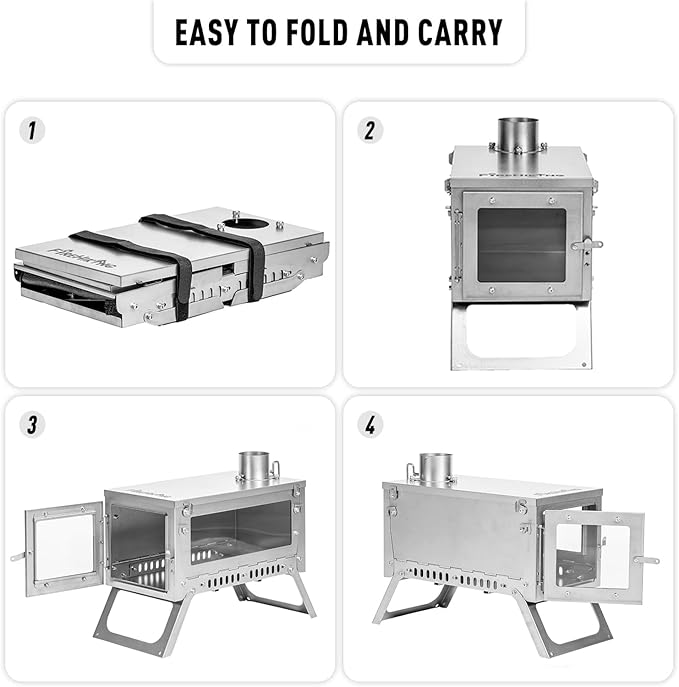 FIREHIKING Ultralight Titanium Stove Thickened TA1 Camping Tent Stove LANK Folding Portable Large Wood Burning Stove