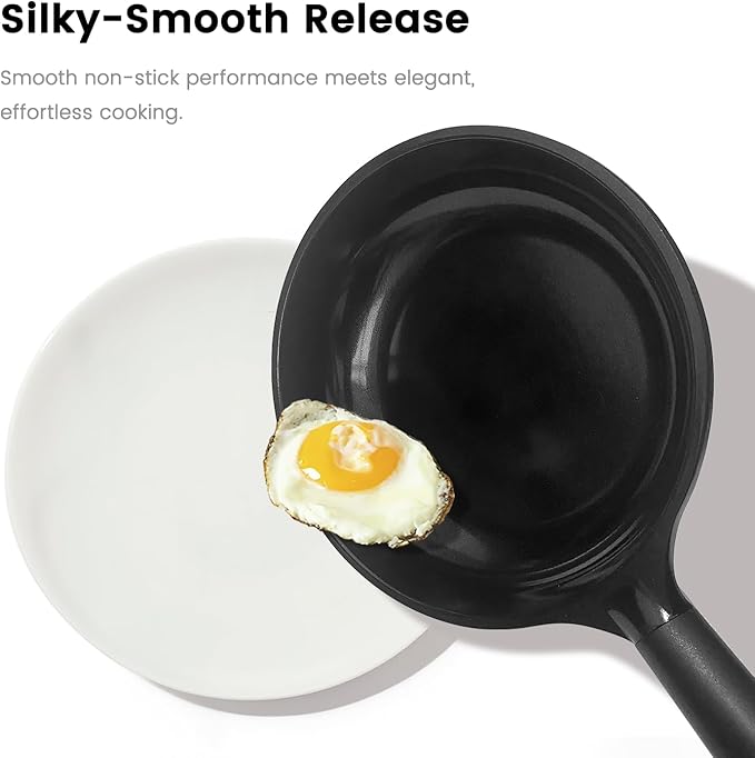 Ceramic Nonstick Frying Pans, Non-Toxic Skillets, 8", 9.5", and 11" Set of 3, PFAS & PTFE & PFOA Free, Dishwasher Safe, Compatible with All Stovetops