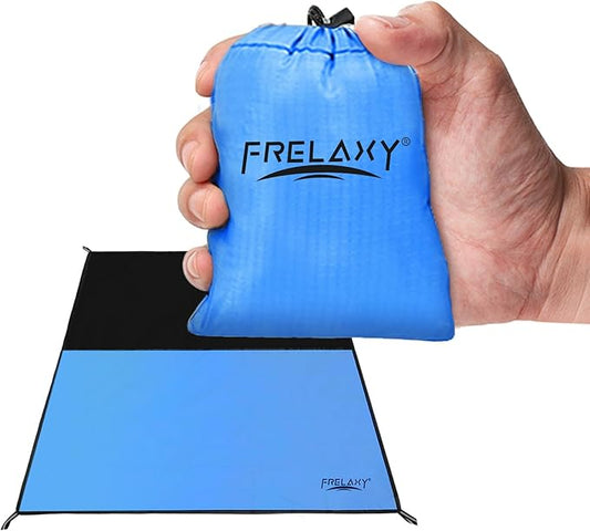 Frelaxy Pocket Picnic Blanket, Waterproof Sandproof Beach Mat, Compact Camping Tarp for Festivals, Hiking, Travel, Outdoor Recreation