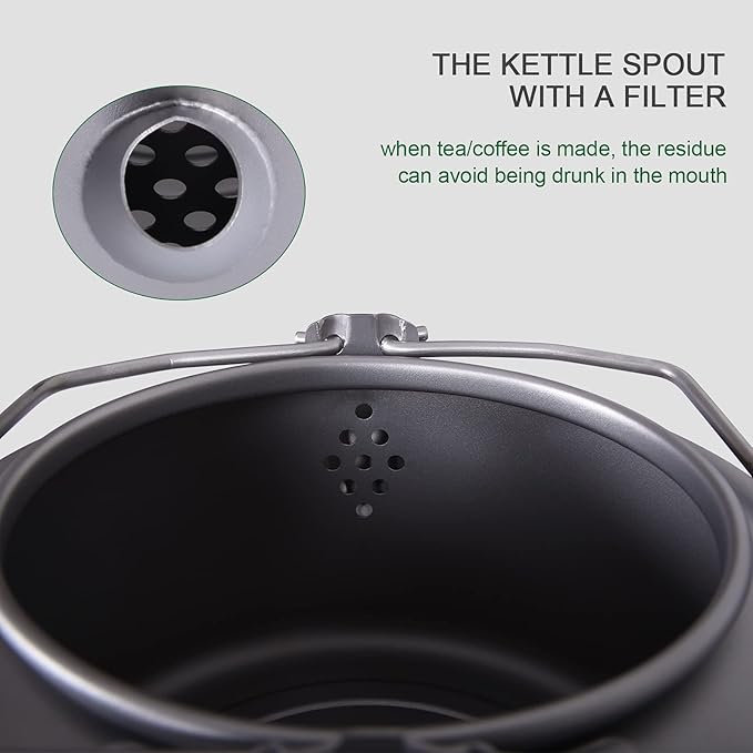 Boundless Voyage Titanium Kettle with Folding Handle & Filter Ultralight Teapot Outdoor Camping Coffee Pot for Boiling Water Coffee Tea