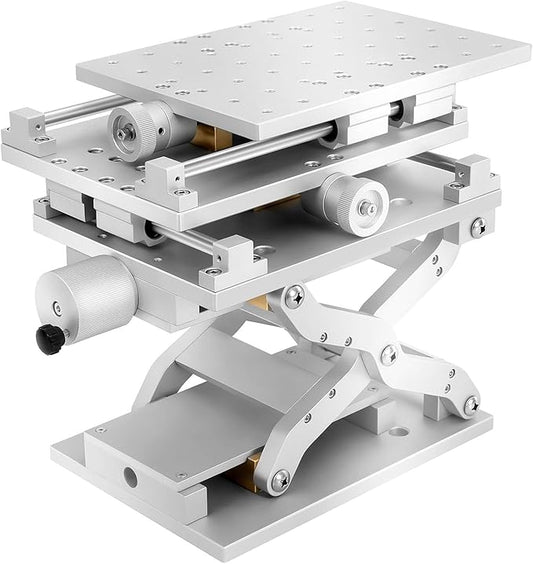 3 Axis Aluminum XYZ Workbench Manual Linear Stage 3D DIY Expandable Lifting Marking Machine with Polished Lifting Platform Portable Aluminum Alloy Working Table 210 × 150 mm