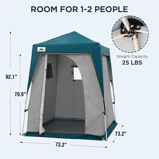 EAGLE PEAK 5x5 Pop Up Privacy Tent with Ground Mat, Portable Changing Room & Outdoor Shower Tent, Portable Canopy for Camping, Pool, Photoshoots or Toilet Shelters 6x6 Base 5x5 Top (Gray/Blue)