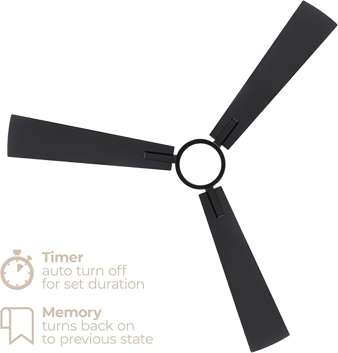 Bali Smart 3-Blade 52in Ceiling Fan 2700K-6000K CCT Selectable LED Light Kit with Remote Control and Black Hardware with Reversible Blades in Weathered Wood or Black Works With iOS or Android App