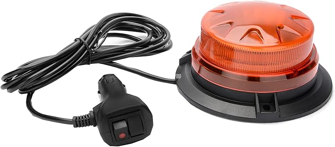 AUXMOTEC Amber Led Emergency Strobe Beacon Lights Bar with Magnetic Mount and 8 Flash Models Yellow Warning Safety Rooftop Signal Lamps Vehicles Forklift Truck Tractor Golf Car Carts (24-LED 12V-24V)