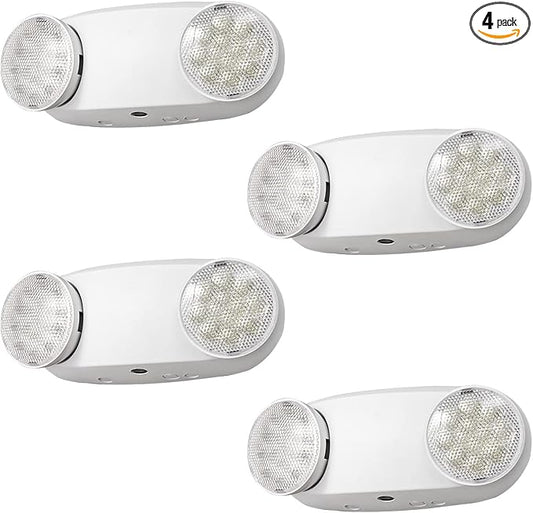 TANLUX LED Emergency Lights with Battery Backup, UL Listed, AC 120/277V, Hardwired Emergency Exit Light Fixtures for Business - 4 Pack(White)