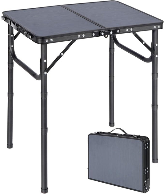 RedSwing Small Folding Table Adjustable Height, Lightweight and Portable Aluminum Frame Camping Table for Outdoor Indoor Picnic, 2 Feet, Grey