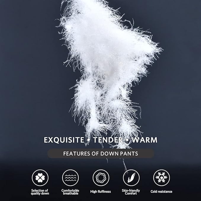 Men's Winter Warm Loose Utility Down Pants Sassy High Waisted Nylon Compression Snow Trousers