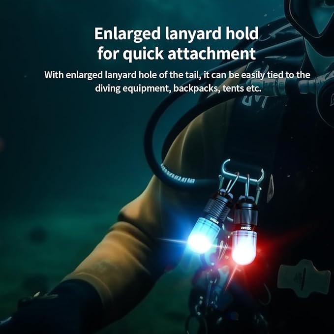 XTAR SD1 Scuba Dive Strobe Beacon,4-Color-in-1 (White,Red,Blue,Green) 8 Modes Diving Signal Light Night Dive Flashing Marker Light,for 100M Underwater Diving (SD1 Set)