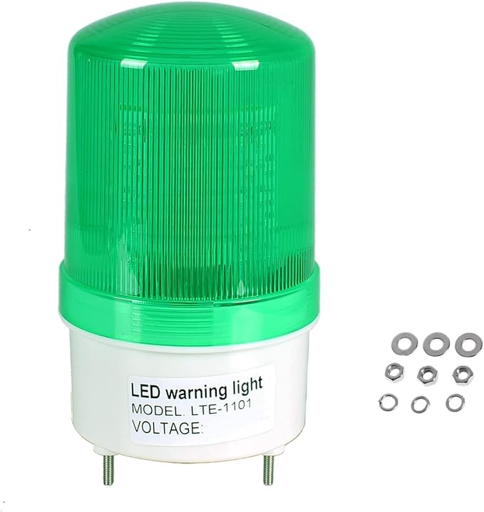 Industrial LED Rotating Strobe Beacon Warning Lights, Electrical Revolving Signal Lights for Emergency, 110v AC, Green, No Buzzer