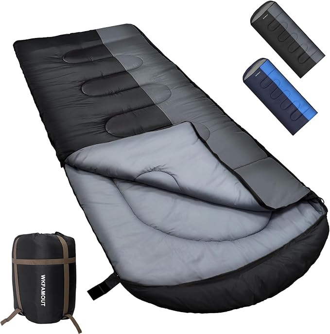 XL 10 Degree Sleeping Bags Waterproof for Adults 350GSM Machine Washable with Compression Sack for 3-4 Season Camping Outdoor
