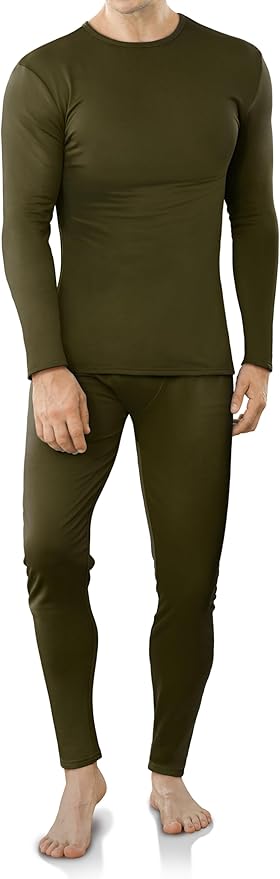 VZV Thermal Underwear for Men Fleece Lined Long Johns for Mens Thermals Top and Bottom Set Soft Base Layer for Winter
