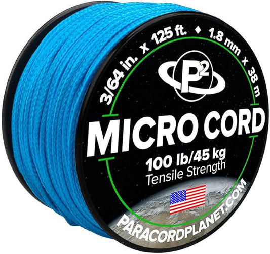 Paracord Planet Micro Paracord – Thin Braided Cord for Crafting, Fishing, and DIY Projects in 125 ft Spools – Colonial Blue