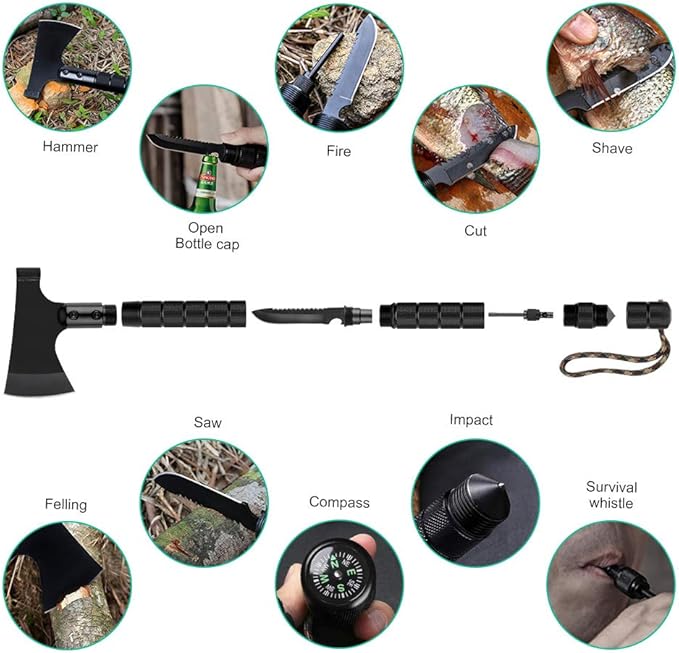 LIANTRAL Camping Axe, Folding Survival Hatchet Axe Tactical Camp Axe for Outdoor Adventure