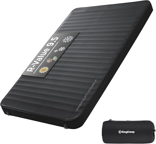 KingCamp Self Inflating Camping Pad, Ultra 6" Thick or Ideal 3" Thcik High R Value Air & Foam Camping Mattress, Full Size Double Sleeping Pad 2 Person for Camp Tent Outdoor Car, Multi Colors, PVC Free