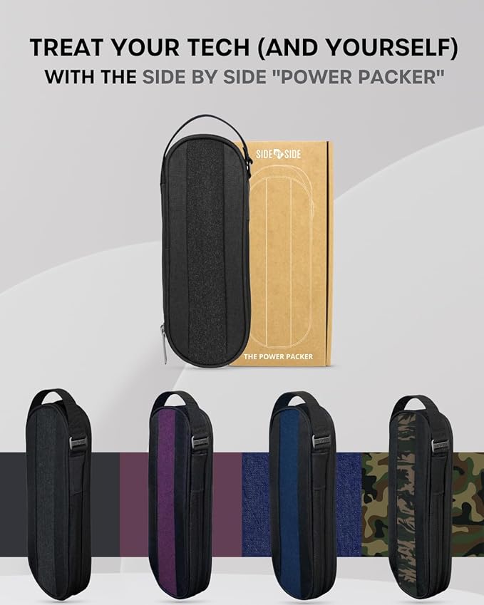 SIDE BY SIDE Electronics Organizer Travel Case for Cables, Charger, Power Bank – Tech Bag for MacBook Accessories, Adapter – Slim Cord Organizer Bag with Gift Box for Travel & Daily Use