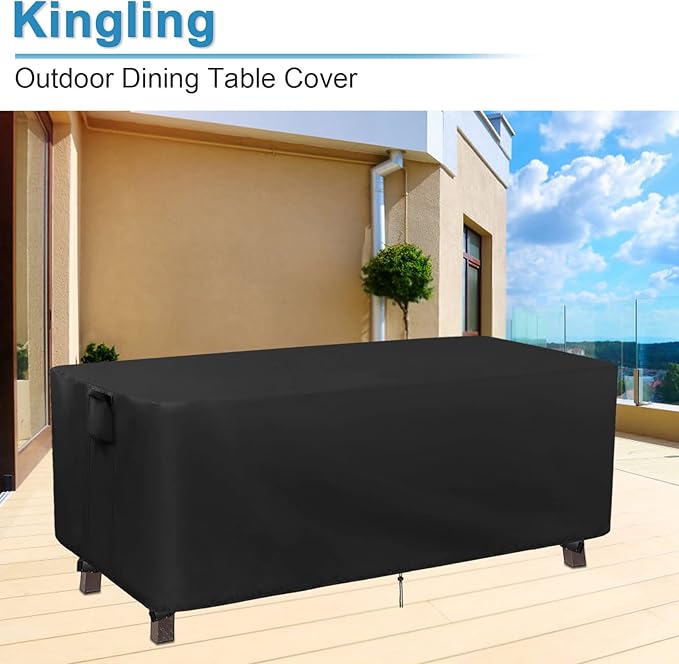 Kingling Patio Table Covers, Rectangular Outdoor Dining Table Cover 56 inch Outdoor Coffee Table Covers Waterproof Heavy Duty Patio Furniture Covers for Outside - 56''L x 32''W x 28''H (Black)