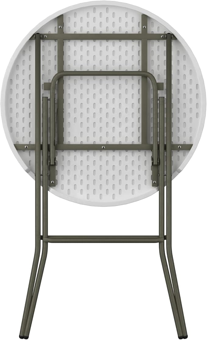 Commercial Round Bar Height Folding Table - Heavy-Duty White Plastic for Parties, Banquets, and Events - Perfect for Indoor/Outdoor Use (32 inches, 10 Units)
