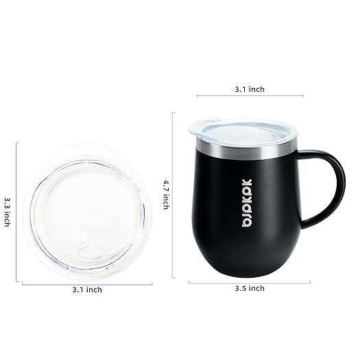 BJPKPK 2 pcs Insulated Coffee Mug, 12 oz Stainless Steel Insulated Coffee Tumbler with Lid for Hot Drinks & Cold Drinks-Black