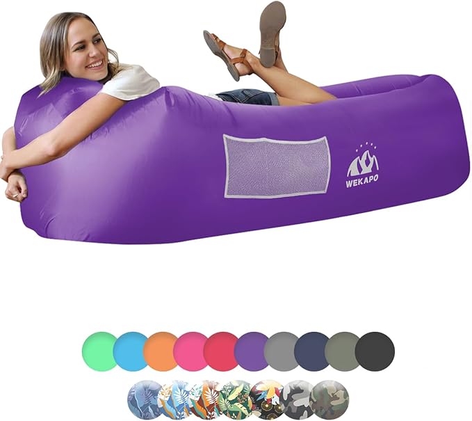 WEKAPO Inflatable Sun Lounger, Air Sofa, Hammock, Portable, Waterproof and Leak-Proof, Ideal for Backyard, Beach, Travel, Camping, Picnics and Music Festivals