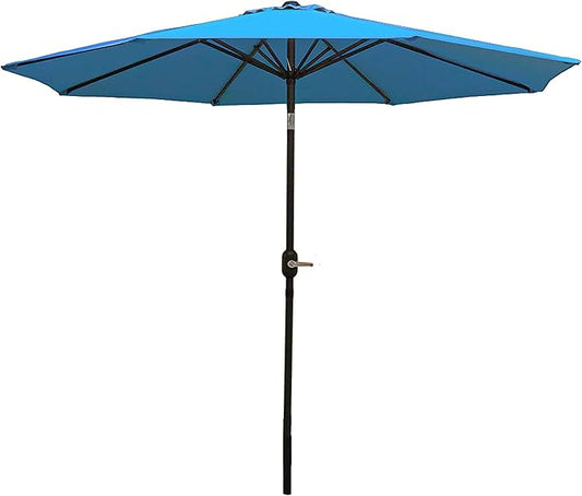 Sunnydaze Outdoor Patio Umbrella - Polyester Table Market Umbrella with Push-Button Tilt and Crank - 8 Sturdy Ribs - Turquoise - 9ft