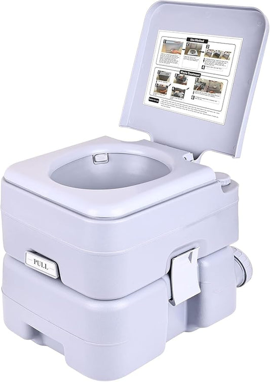 Portable Toilet Travel RV Potty,5.3 Gallon Large Waste Tank,Splash-Free Dumping, Anti-Leak Water Pump for Camping Hiking, Trips