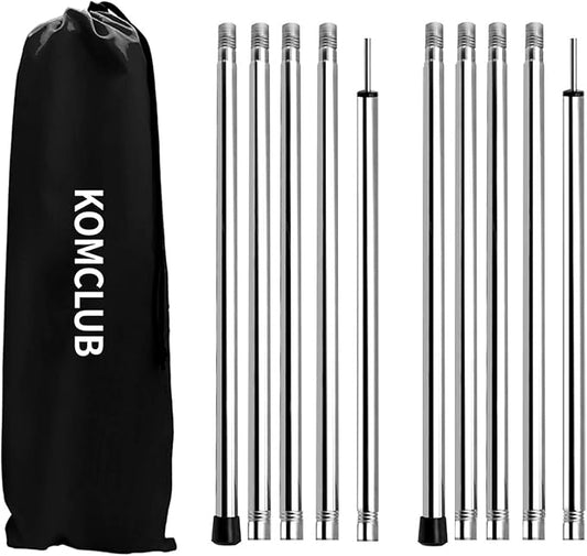 KOMCLUB Adjustable Tent Poles Telescoping Tarp Poles Camping Stainless Steel Lightweight Tarp Poles for Sun Sails Canopy Awning Shelter Bac