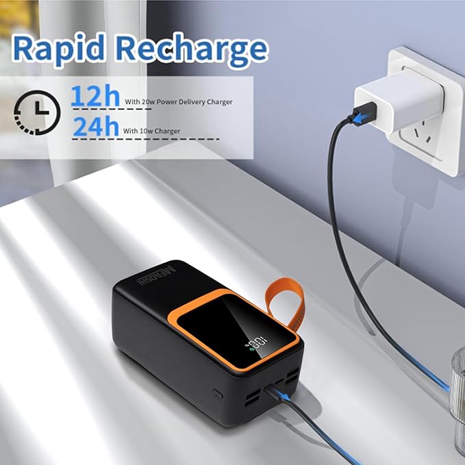 Portable Charger Power Bank, 50000mAh Portable Phone Charger 22.5W Battery Charger with 3 Outputs & 4 Inputs, LED Display for Phone 16 15 14 13 12 Samsung S22 S21 Google Pixel iPad etc