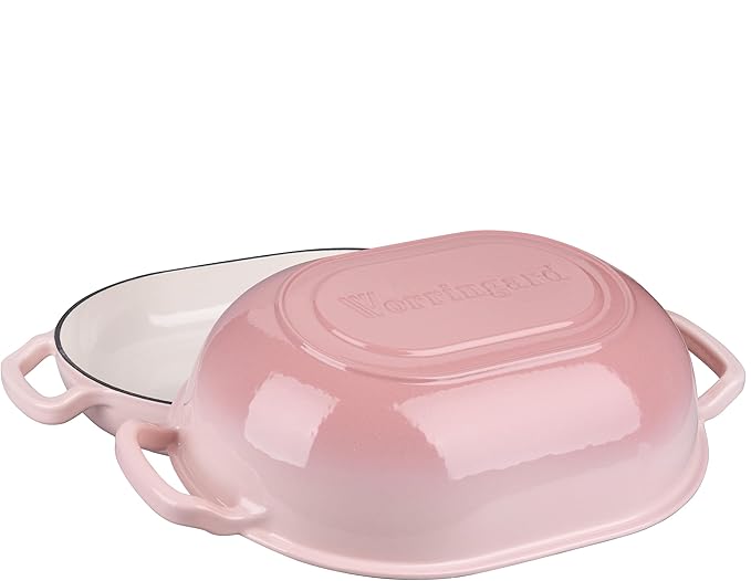 Enameled Cast Iron Sourdough Bread Oven, Dutch Oven, Loaf Cast Iron Bread Pan for Homemade Bread Baking, Meatloaf Pan with Lid, 7QT, Pink