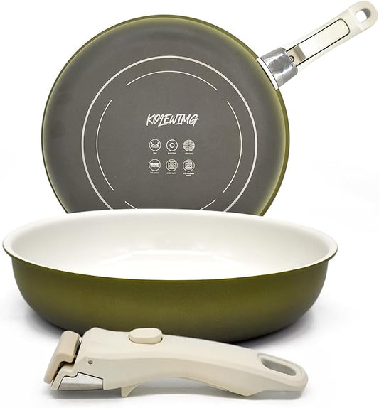 3-ply Stainless Steel Frying Pan,With Titanium Ceramic Coating,Detachable Handle,Dishwasher and Induction&Oven Safe,Compatible All Cooktops,10 inch