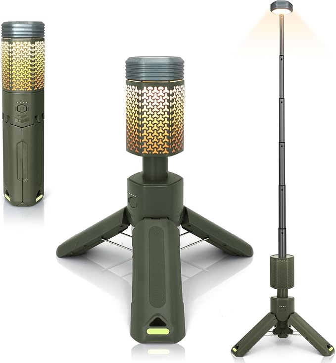 Telescopic Camping Lights,Portable Camping Lantern with Storage Bag,10500mAh Rechargeable Outdoor Adventure Emergency Light,Waterproof LED Work Lights with Magnetic (Light Green)