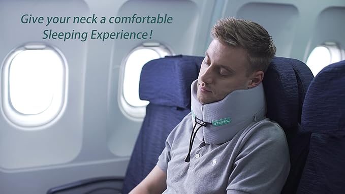 Travel Neck Pillow for Airplane Chin Support Memory Foam Machine Washable for Airplane Sleeping Car Office Black M