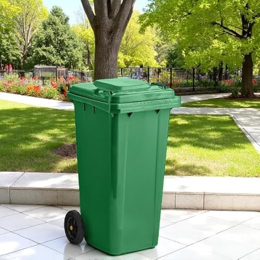 PRO&Family Wheeled Outdoor Trash Can Garbage Can Garage Trash Can for Restaurants/Hospitals/Offices/Back of House/Warehouses/Home (Green, 32 Gallon)