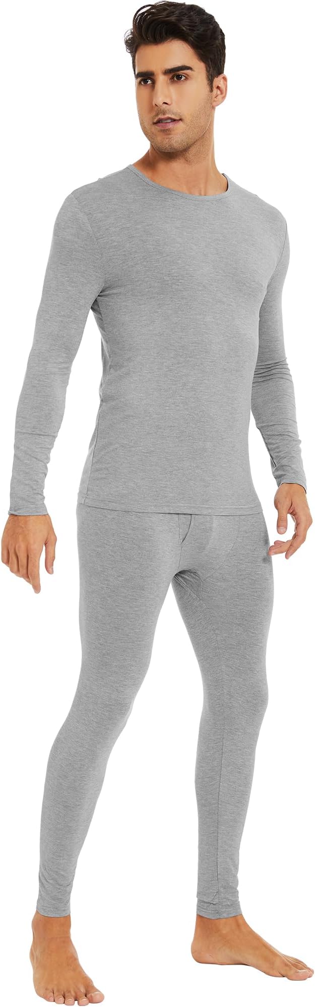 WiWi Thermal Underwear for Men Bamboo Viscose Long Johns Set Soft Warm Base Layer Lightweight Top and Bottom Sets S-XXL