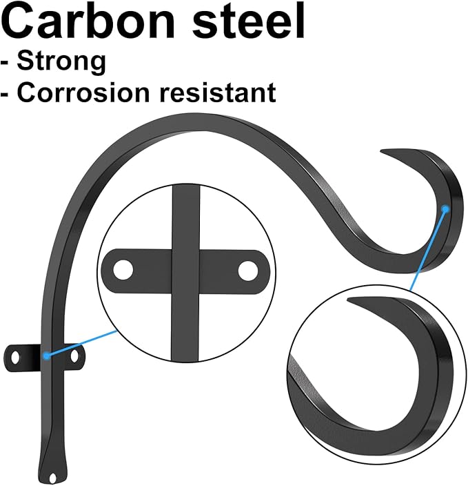 GameXcel Hanging Plant Bracket, 6PCS 12in Large Plant Hangers Outdoor Indoor Heavy-Duty Metal Wall Plant Hooks Plant Hanger with Screws for Home Decor Bird Feeders Lanterns Wind Chimes Decorative