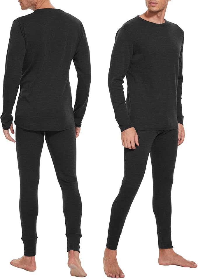 MERINNOVATION Merino Wool Base Layer Set for Men 100% Merino Wool Thermal Underwear Long Sleeve