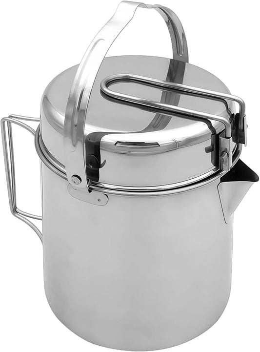 Homaisson Firemaple Stainless Steel Camping Pot Set, Outdoor Cooking Pot with Lid and Bowl Function, Compact Cookware Kit for Hiking, Backpacking, Bushcraft, Open Flame Cooking, Survival Use