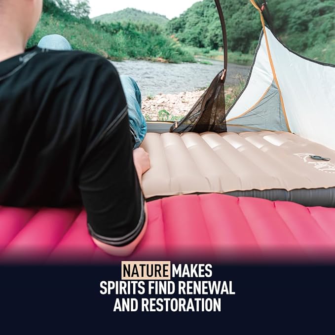 ZOOOBELIVES 3D Wrapping Inflatable Camping Sleeping Pad with Built-in Pump, Extra Thick and Wide, Ultimate Comfortable Compact Camp Air Mat for Tent, Car Traveling and Backpacking - Airlive2000X