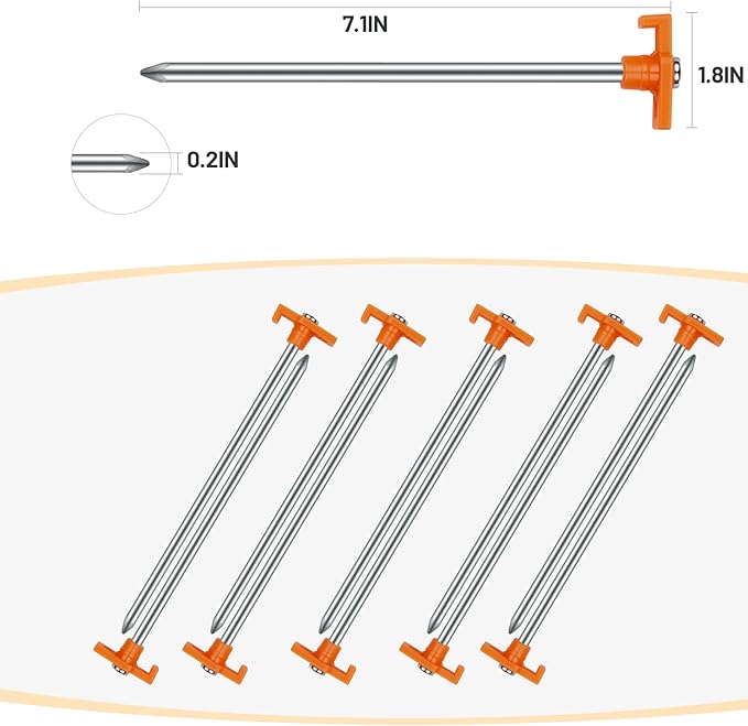 20 Pcs Tent Stakes with Camping Hammers,Avoforest 7.1 Inch Non-Rust Metal Tent Pegs + Portable Tent Stakes Hammers Ground Stakes and Tent Accessories Camping with Storage Bag,Garden,Hiking