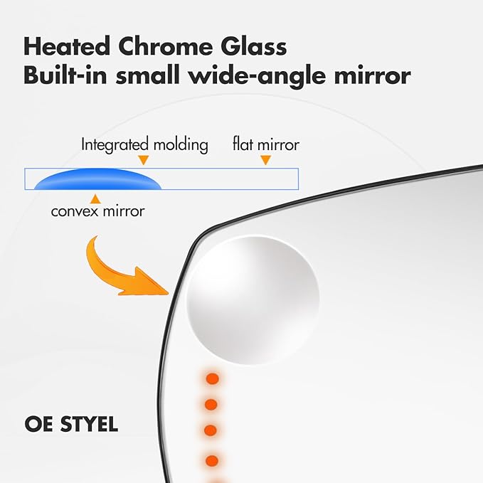 Driver Side Mirror Replacement for 2014-2017 Chevy Silverado 1500 2500HD 3500HD, 2015 2016 2017 GMC Sierra 1500 2500 HD 3500 HD - Mirror Glass with Turn Signal and Spotter Glass, GM1324146