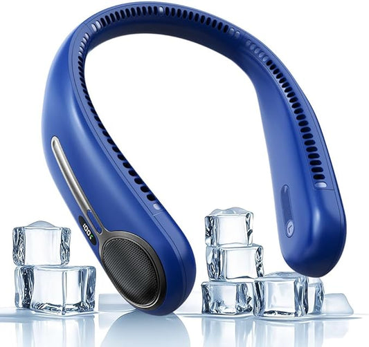 Portable Neck Fan,Gift Ideas,Personal Wearable Bladeless Fan,360° Cooling,LED Display,4-Speeds,6000mAh Rechargeable,Powerful Wind,Outdoor Travel Camping,Birthday Gifts for Men Women Dad Mom (Navy)