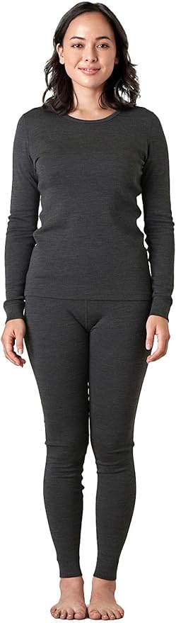 LAPASA Womens 100% Merino Wool Base Layer Set Lightweight & Midweight Thermal Underwear Long John Top & Bottom Warm L58/L91