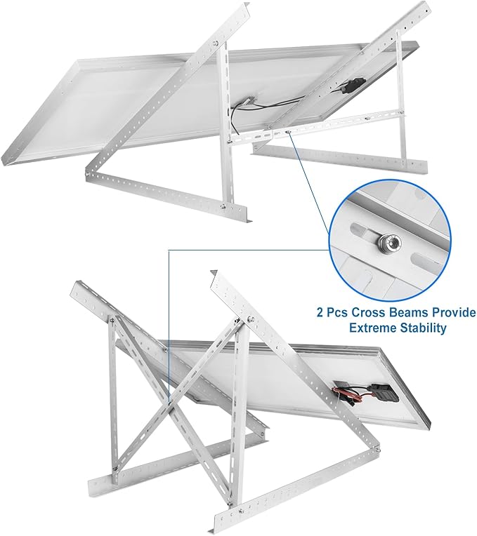 45'' Solar Panel Mount Brackets for 100-400 Watt Solar Panel,with Foldable Tilt Legs and Reinforced Cross Bars,Suitable for RV, Roof, Boat, Off-Grid etc.