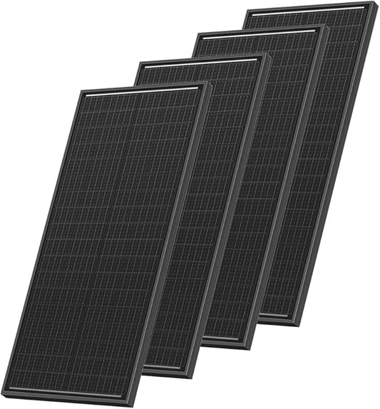 400 Watt Solar Panel, 4Pcs 100W 12V Monocrystalline High-Efficiency Solar Panel for RV Camping Rooftop Farm Marine Battery and Other Off-Grid Applications (4 Pack 100W, Black)