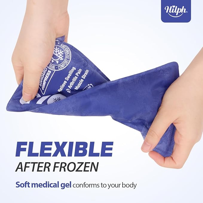 Hilph Ice Packs for Injuries Reusable, 6 Pack Soft Hot and Cold Gel Ice Pack Set for Pain Relief, Swelling, Bruises, Inflammation and Post Surgery Recovery, Ideal for Head, Ankle, Knees and Neck