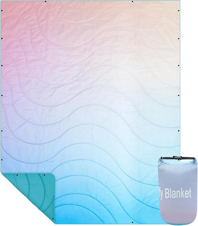 Outdoor Camping Blanket,Lightweight Down Alternative Puffy Camping Blankets Packable Waterproof Picnic Blanket Top Quilt for Sleeping Travel Stadium Hiking Cold Weather 55"x78.8"